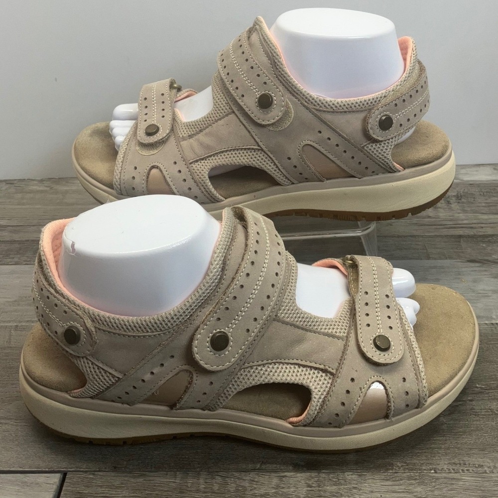 SAS Womens EMBARK Taupe Peach Leather Comfort Sandals Size 9.5 W